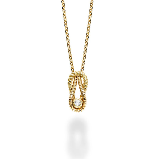 14K Gold with White Diamond Fancy Pendant Charm Necklace with Lobster Clasp