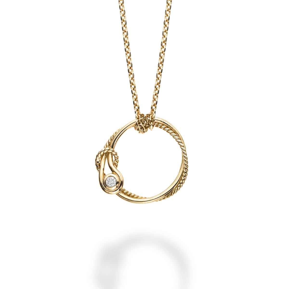 14K Gold Fancy Necklace with Lobster Clasp with White Diamond