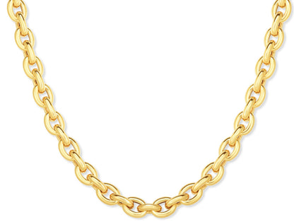 14K Gold Polished Oval Rolo Inspired Link Necklace