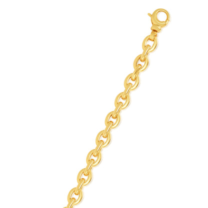 14K Gold Polished Oval Rolo Inspired Link Necklace