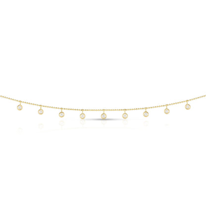 14K Gold Dangling Diamonds Necklace