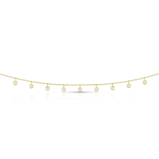 14K Gold Dangling Diamonds Necklace