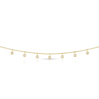 14K Gold Dangling Diamonds Necklace