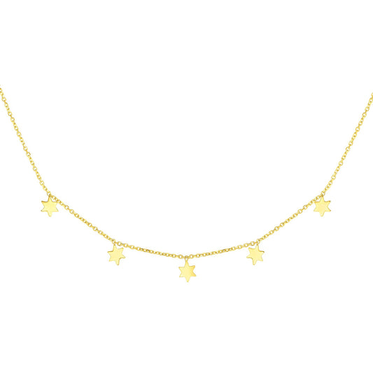 Polished 14K Gold Mini Star Dangle Necklace