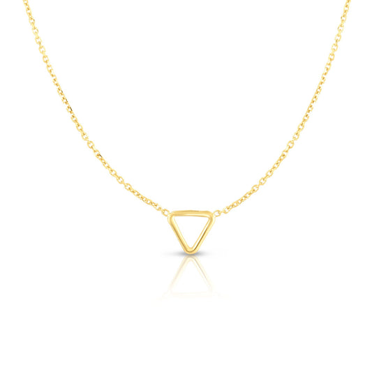 14K Gold Polished Mini Open Triangle Pendant Charm Necklace