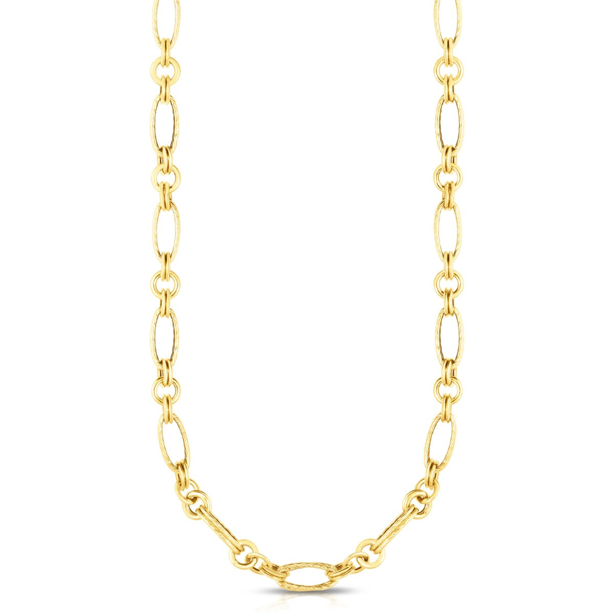 14K Gold Elongated Oval Link Necklace