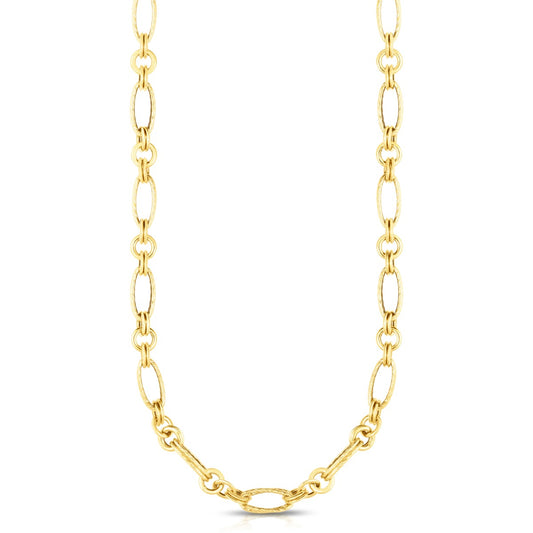 14K Gold Elongated Oval Link Necklace