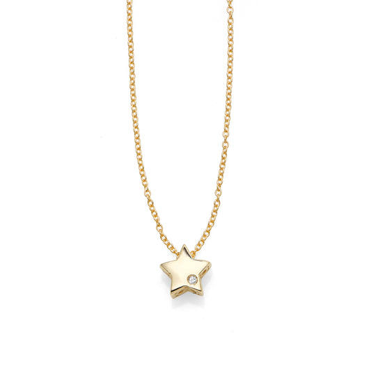 14K Gold Diamond Star Necklace