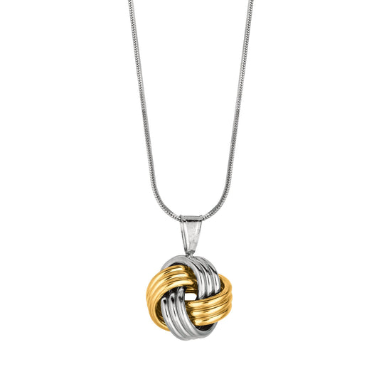 14K & Sterling Silver Love Knot Necklace