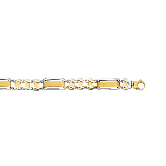 14K Two-tone Gold Railroad Link Chain Bracelet