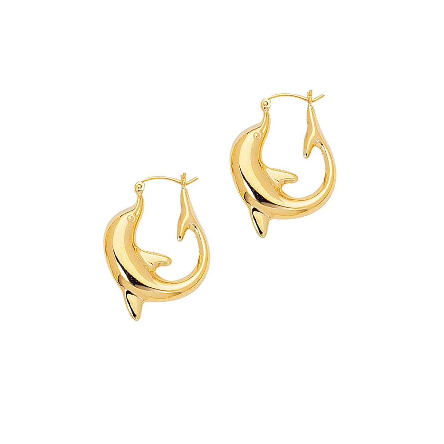 14K Gold Dolphin Back to Back Hoop Earring