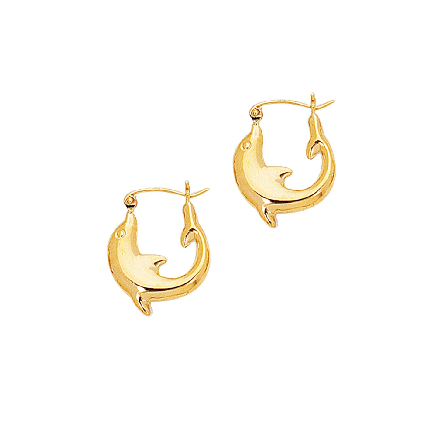 14K Gold Dolphin Back to Back Hoop Earring