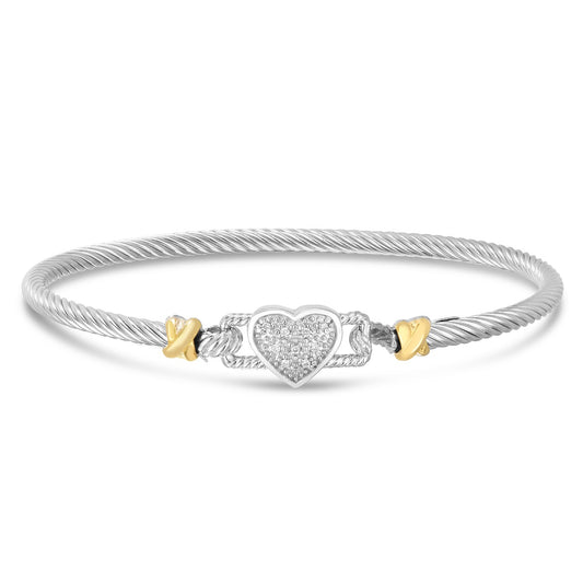 18K Gold & Sterling Silver Heart Hook Bangle