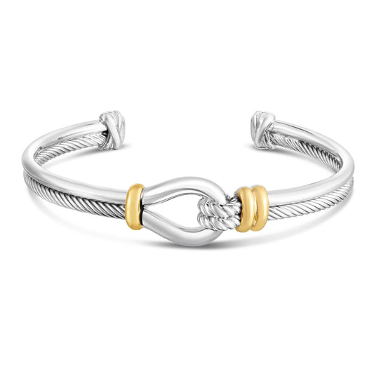 18K Gold and Sterling Silver Italian Cable Knot Cuff