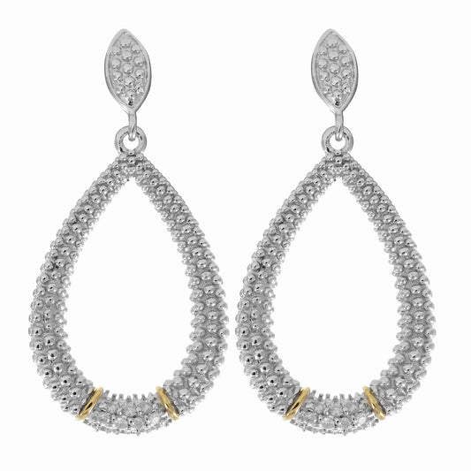 18K Yellow Gold Fancy Teardrop Earring with Faceted White Diamond