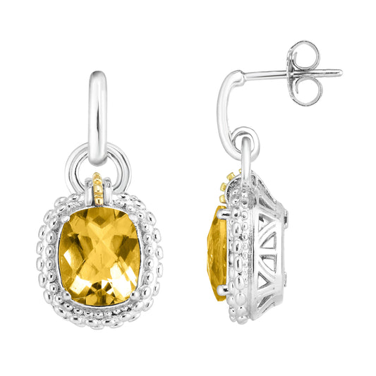 18K & Silver Diamond Cut Popcorn Earring with Gemstones