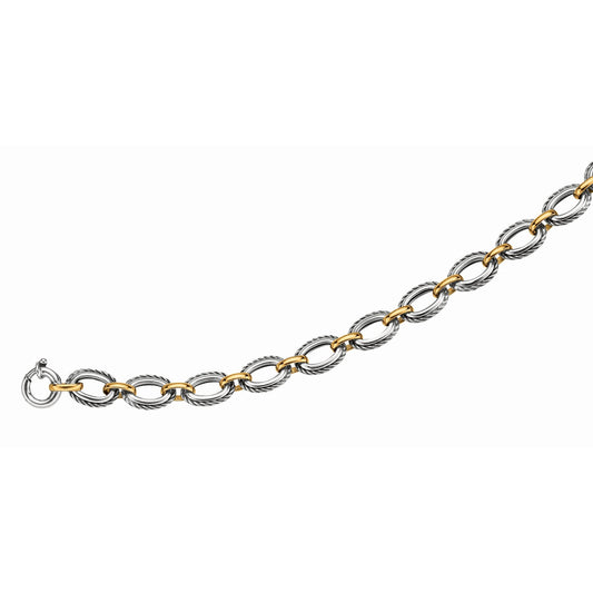 18K Gold & Sterling Silver Cable Open Link Bracelet