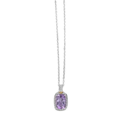 18K Gold & Sterling Silver Pendant on Sterling Silver Diamond Cut Oval Chain with Gemstone Options
