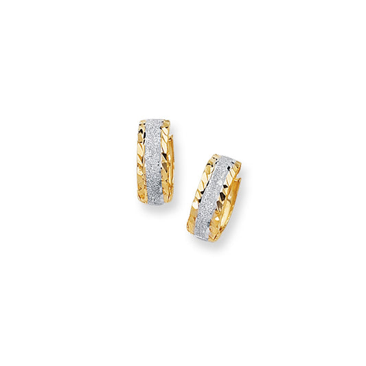 14K Yelllow & Gold Center Huggie Earring