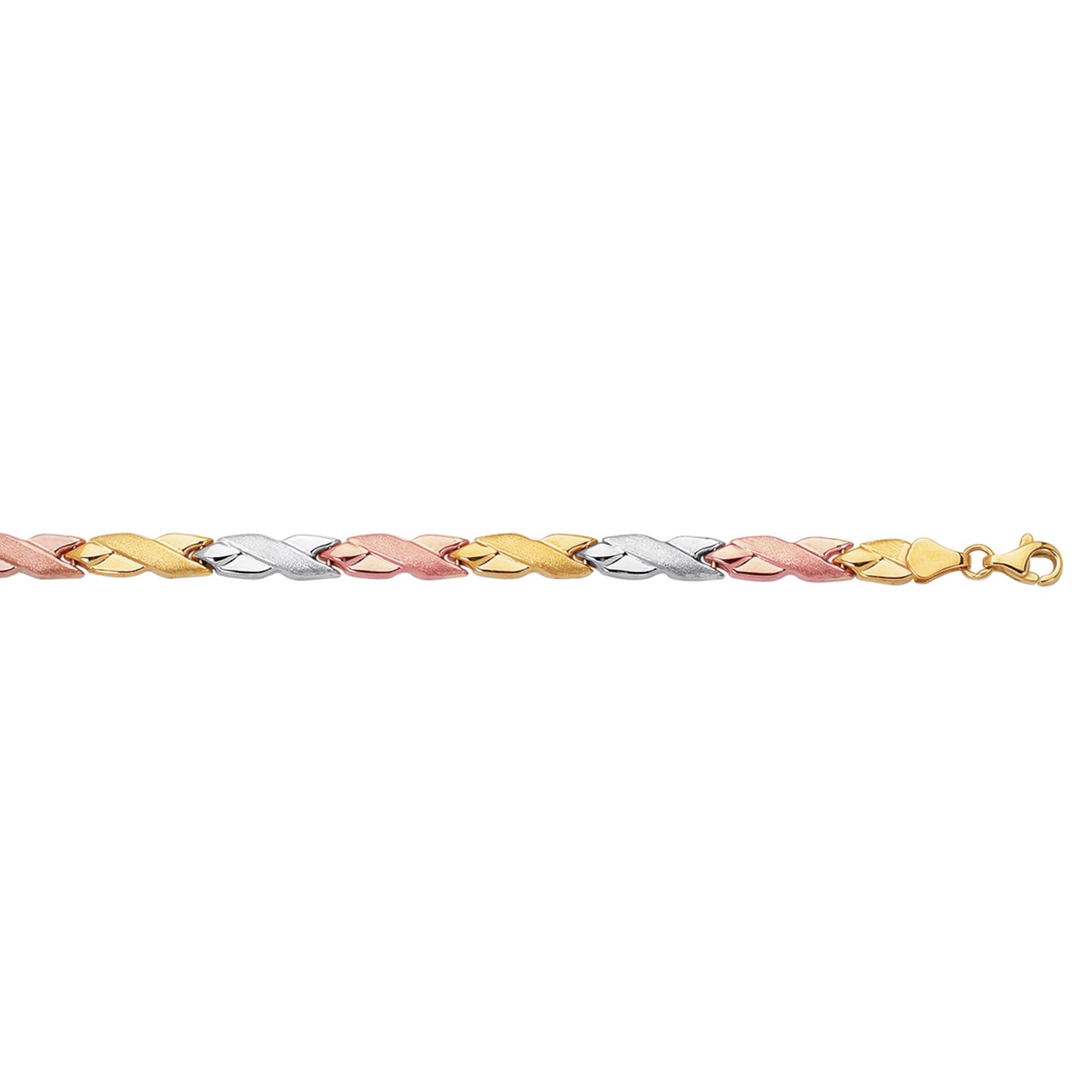 14K Tri-color Gold Satin X Bracelet