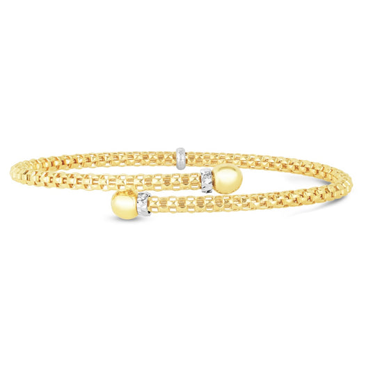 14K Gold Popcorn Small Bypass Bangle