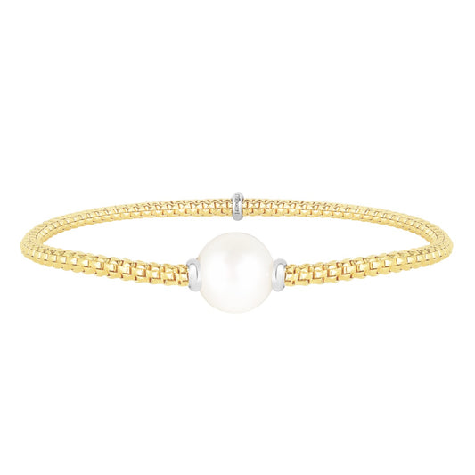 14K Gold Popcorn Stretch Pearl Bracelet