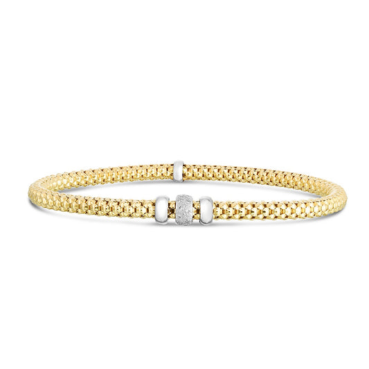 14K Two-tone Gold and Diamond Popcorn Stretch Bracelet