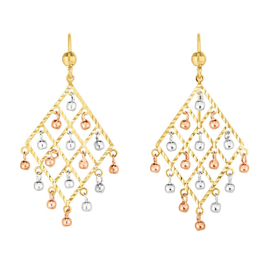 14K Gold Bead Chandelier Earring