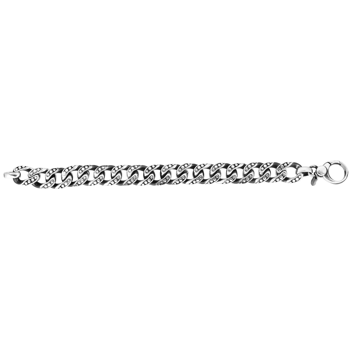 Men's Sterling Silver Gunmetal Open Miami Cuban Dot Bracelet with Lobster Clasp