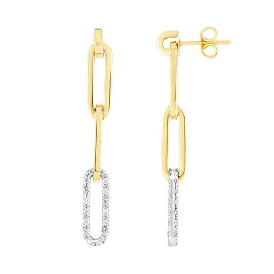 14K Gold .29ct Diamond Paperclip Drop Earrings