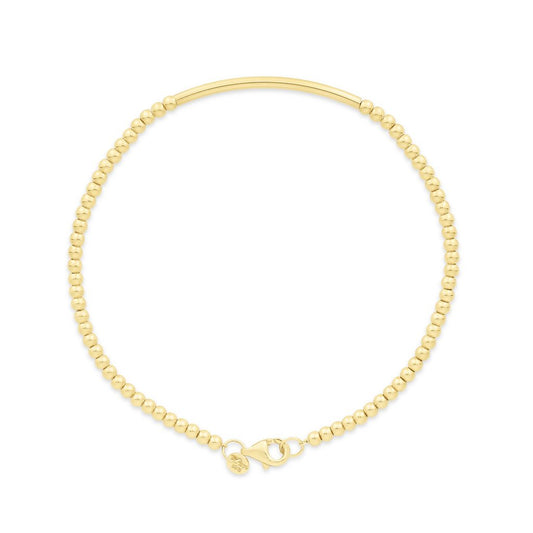 14K Gold Bead Bar Bracelet with Lobster Clasp