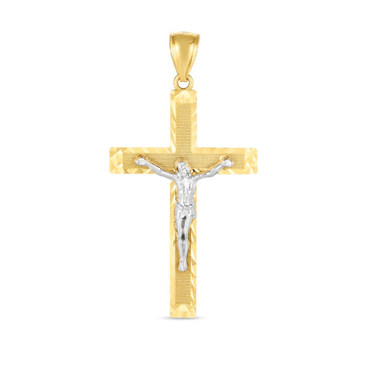 14K Two-Tone Diamond Cut Cross Pendant. Sold Indiividually. Pair it with any of our basic chains.