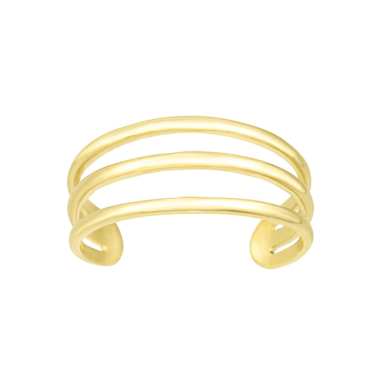 14K Yellow Gold Triple Row Open Bar Toe Ring