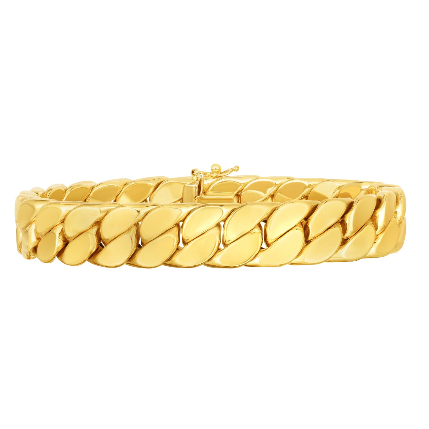 14kK Gold Polished Men's Modern Curb Bracelet with Box Figure 8 Clasp