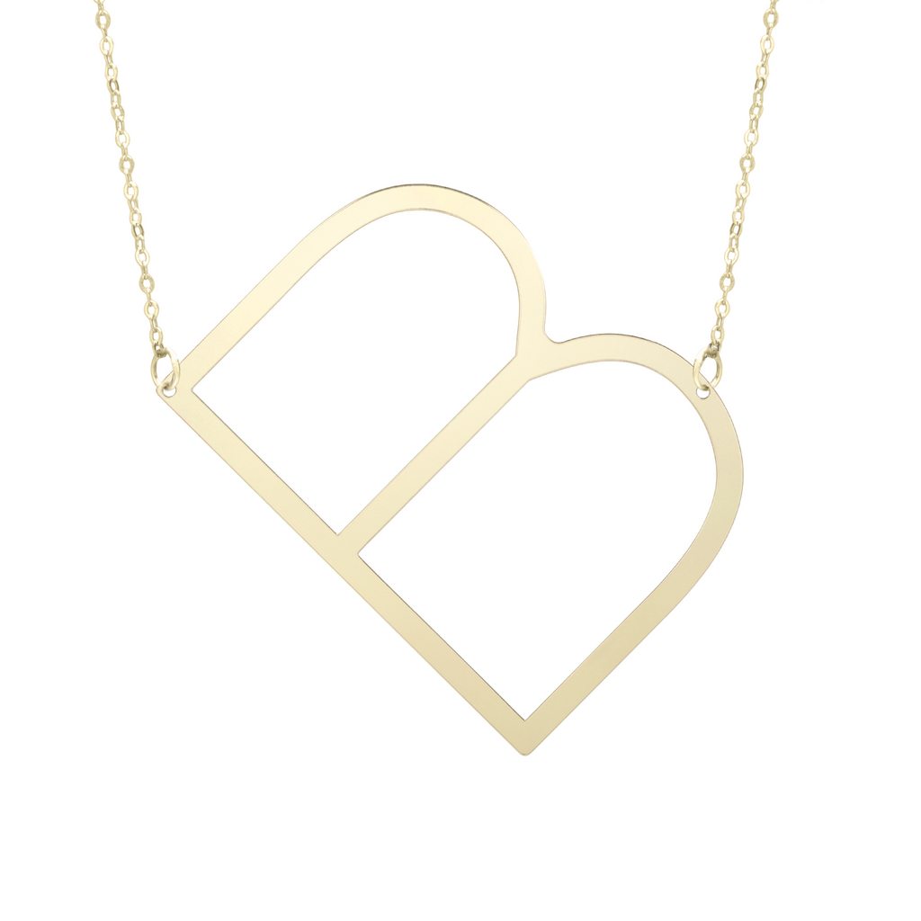 High Polished 14K Gold Yours Truly Large Initial Letter Necklace