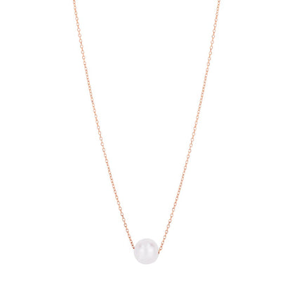 14K Gold Pearl Solitaire Necklace