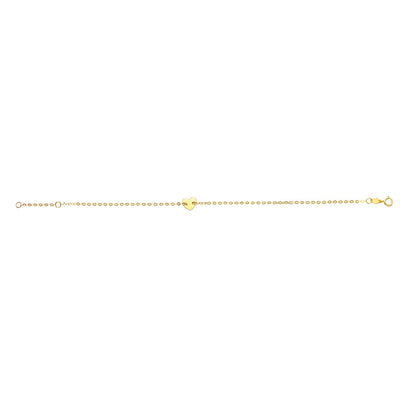 14K Gold Polished Heart Bracelet