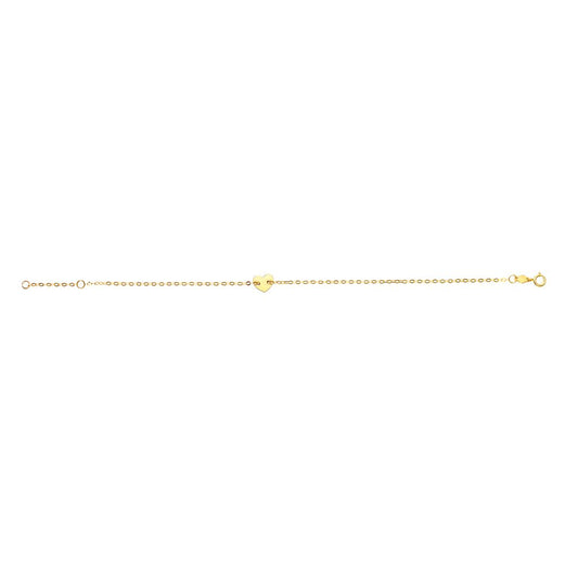 14K Gold Polished Heart Bracelet