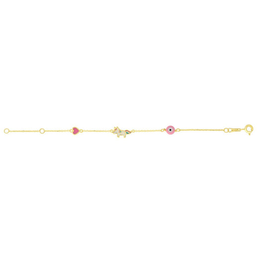 14K Gold Children's Enamel Unicorn Bracelet