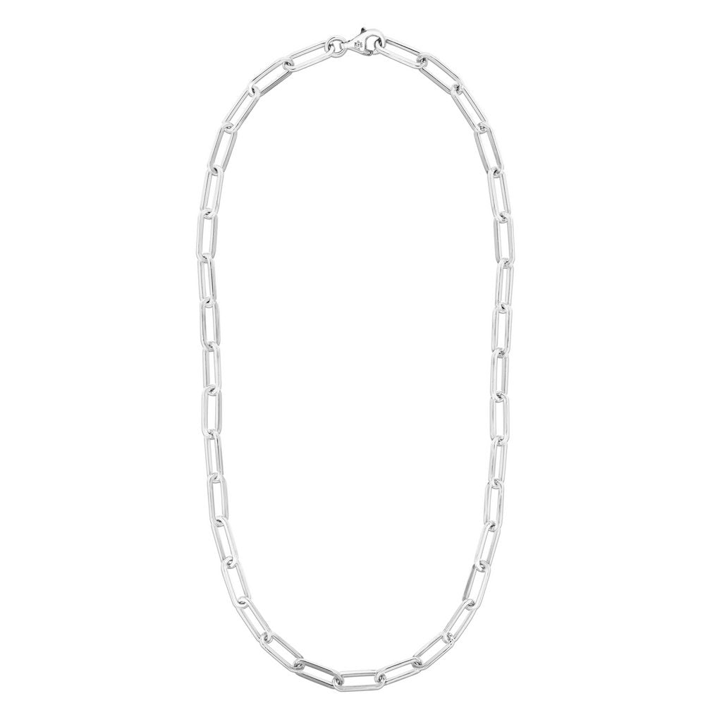 Sterling Silver Squared Paperclip Link Chain with Lobster Clasp