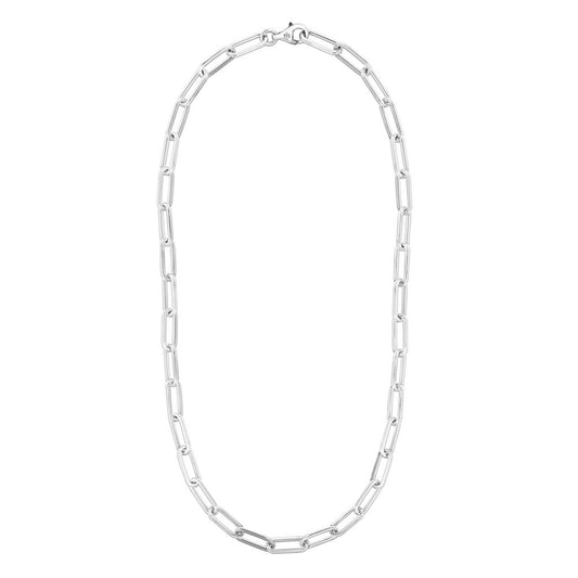 Sterling Silver Squared Paperclip Link Chain with Lobster Clasp