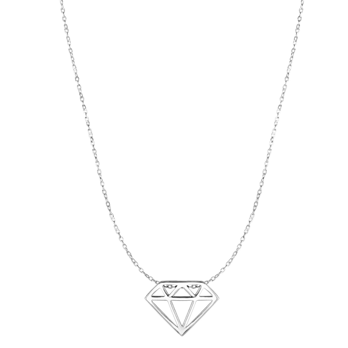 14K Gold Diamond Outline Charm Pendant Necklace