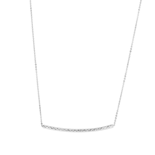 14K Gold Diamond Cut Sideways Bar Necklace with Lobster Clasp