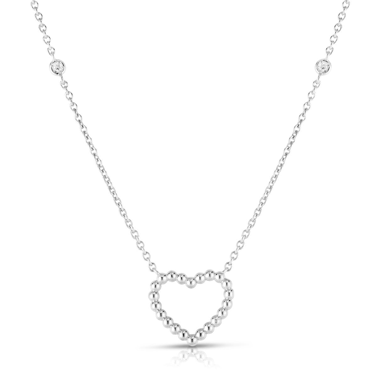 14K Gold & Diamonds Popcorn Heart Charm Necklace
