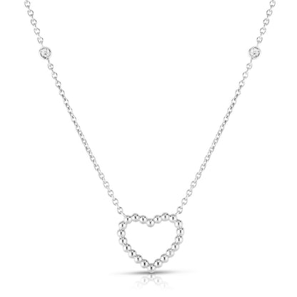 14K Gold & Diamonds Popcorn Heart Charm Necklace