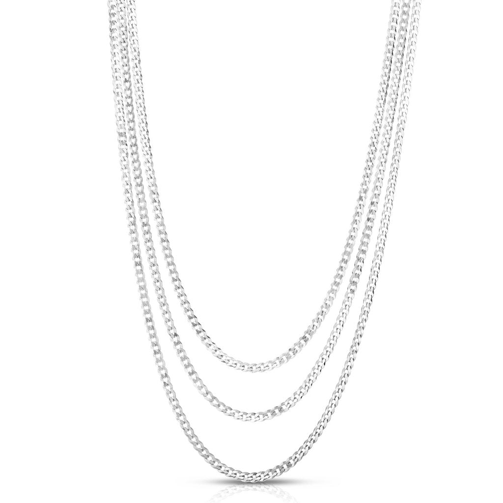 Sterling Silver La Gourmette Triple Strand Chain Necklace