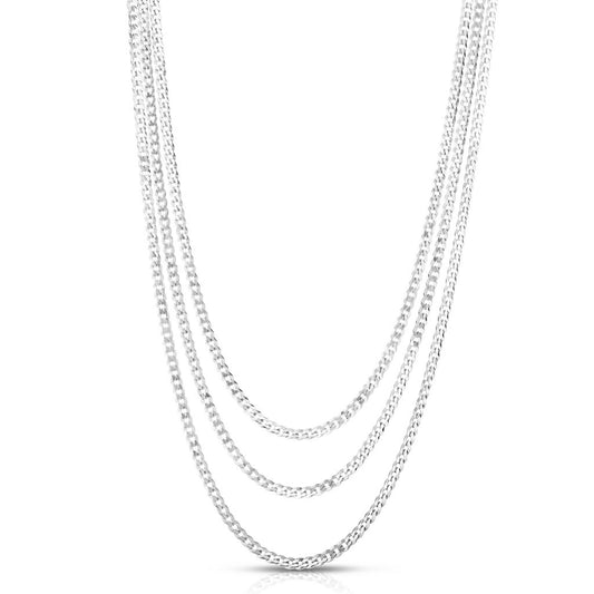 Sterling Silver La Gourmette Triple Strand Chain Necklace