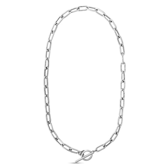 Sterling Silver Paperclip Toggle Chain Necklace