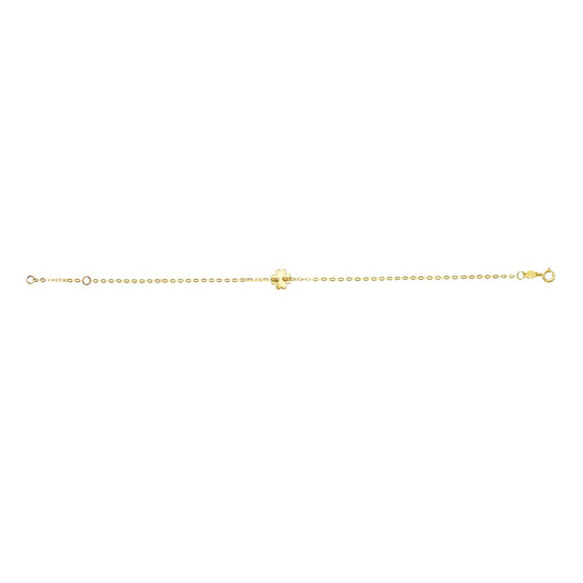 14K Gold Polished Clover Bracelet