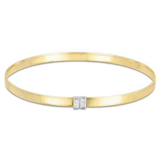 14K Gold Omega with 0.04ct Diamond Cuff Bangle